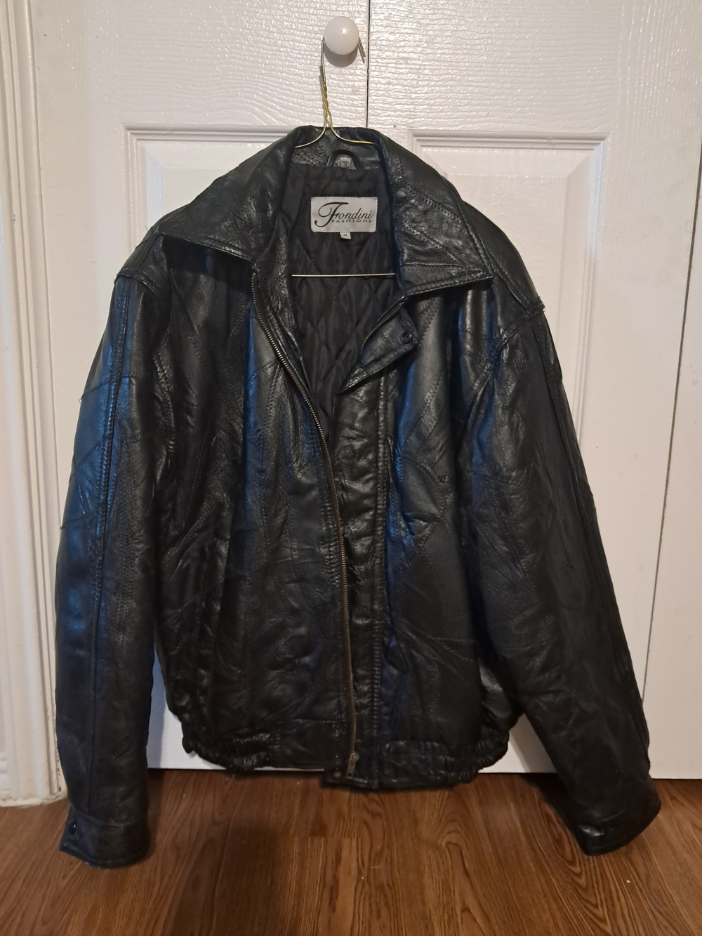Men's Black Leather Zip Jacket